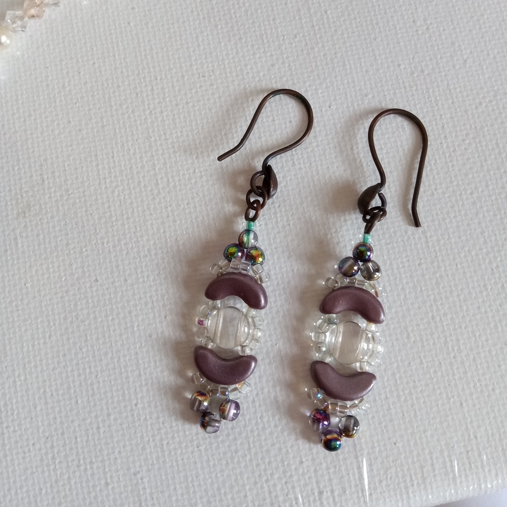 Handmade Rose lavender drop earrings